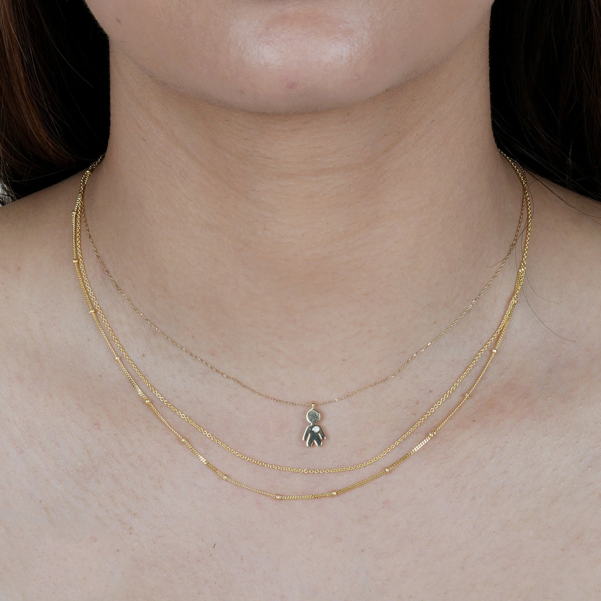 Yellow Gold Diamond Boy Mama Charm Necklace - Image 3