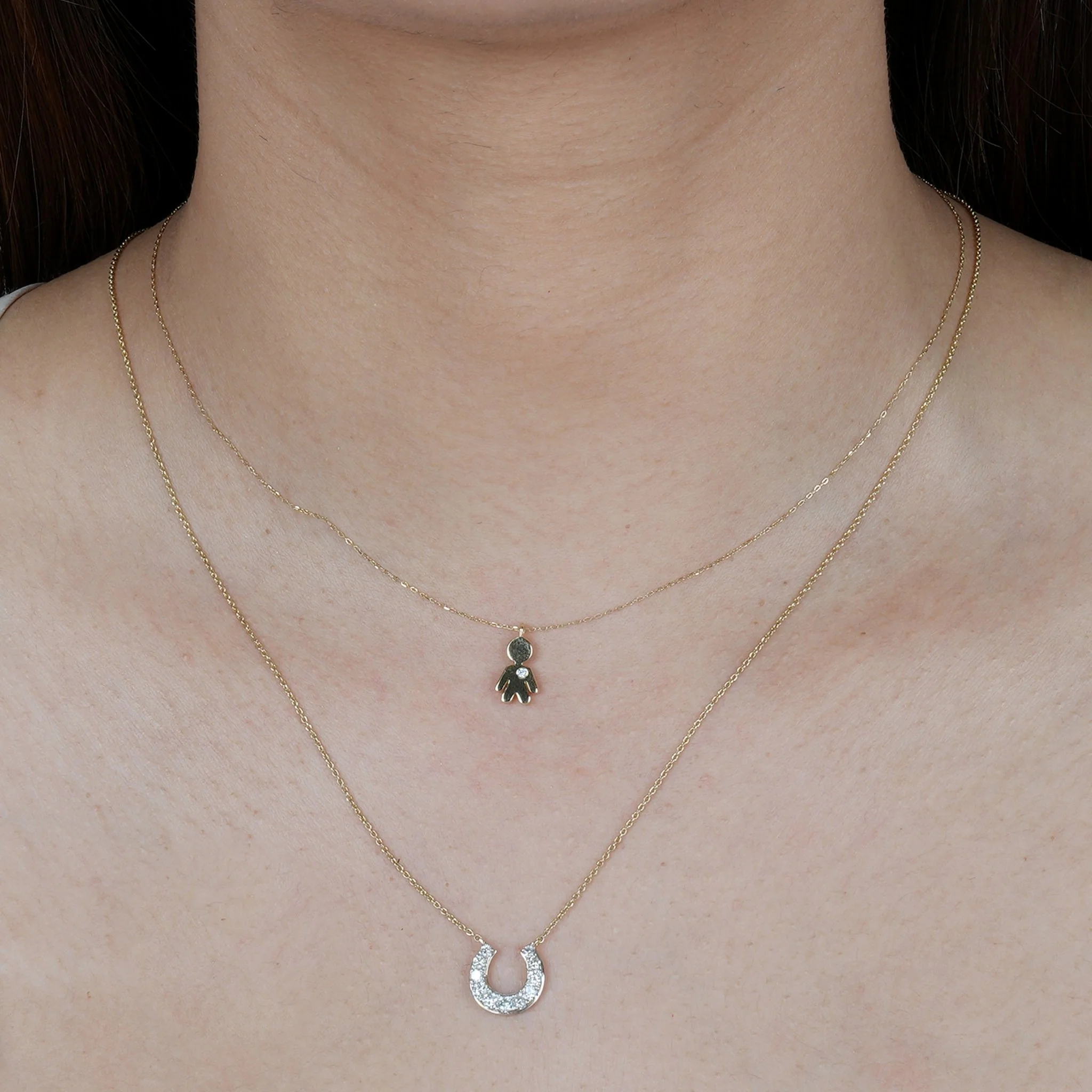 Yellow Gold Diamond Boy Mama Charm Necklace - Image 4