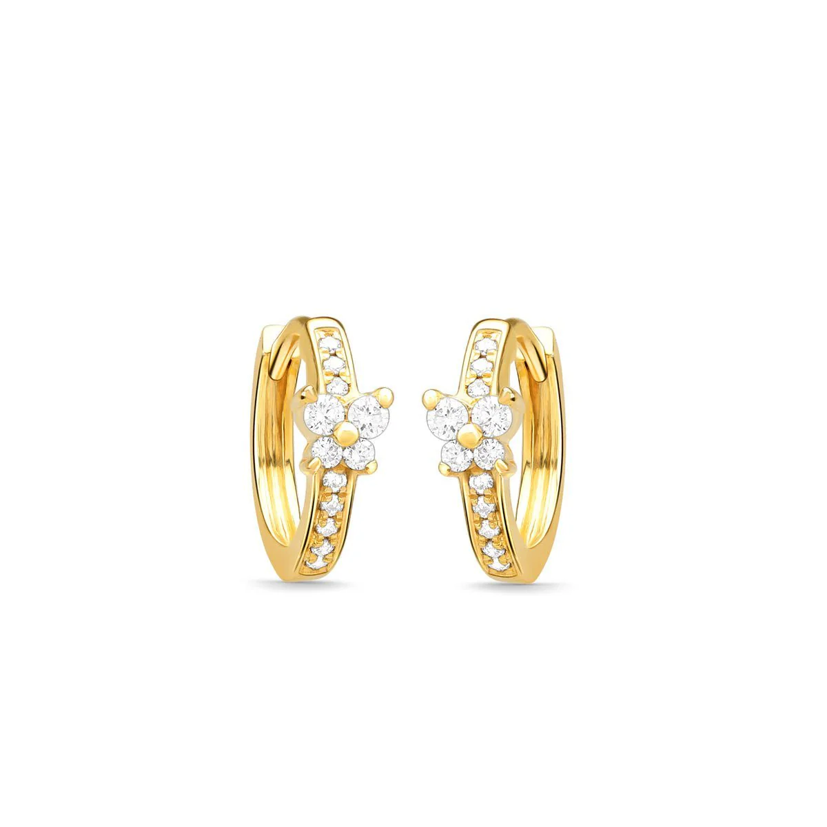 Yellow Gold Diamond Butterfly Huggie Hoop