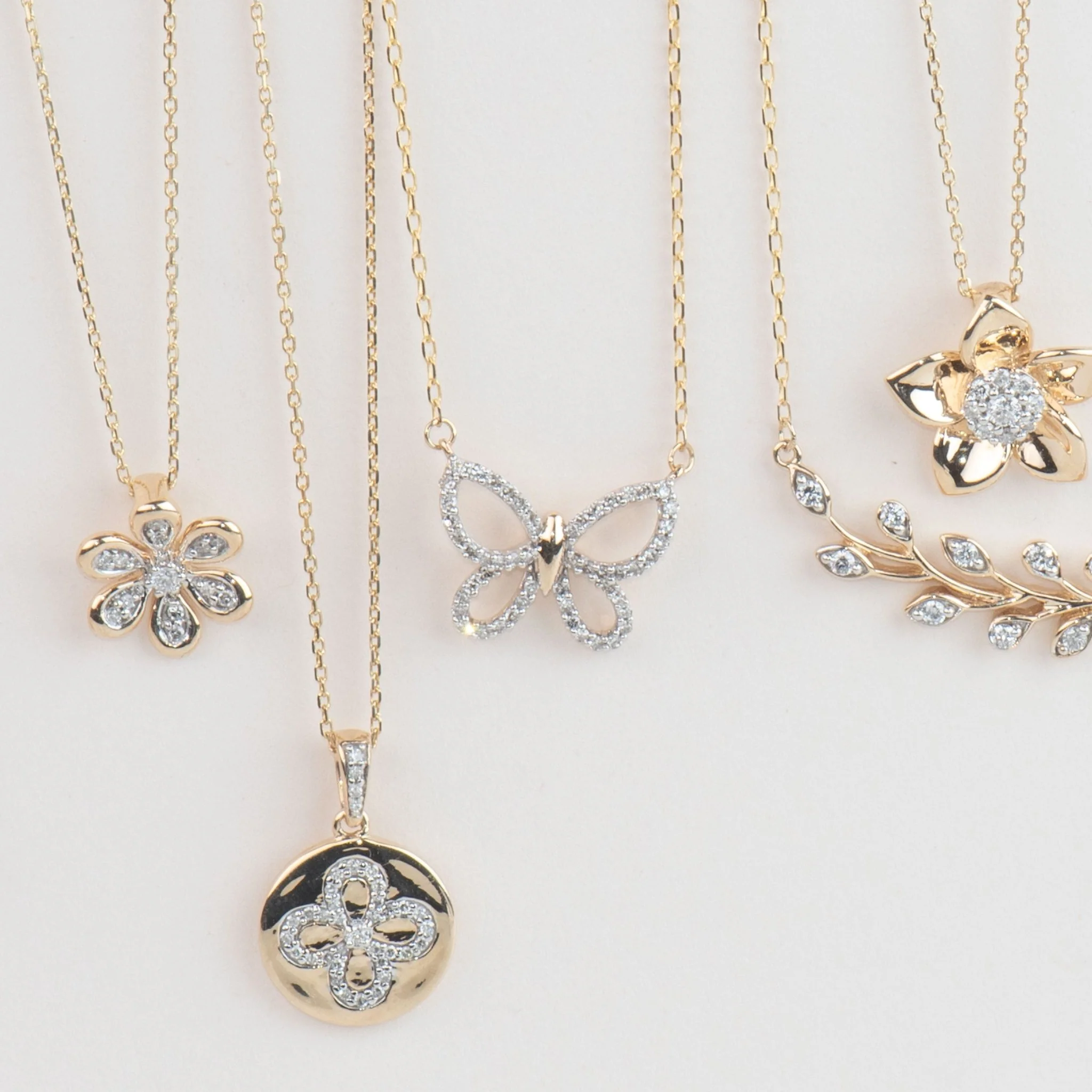 Yellow Gold Diamond Butterfly Pendant Necklace - Image 2