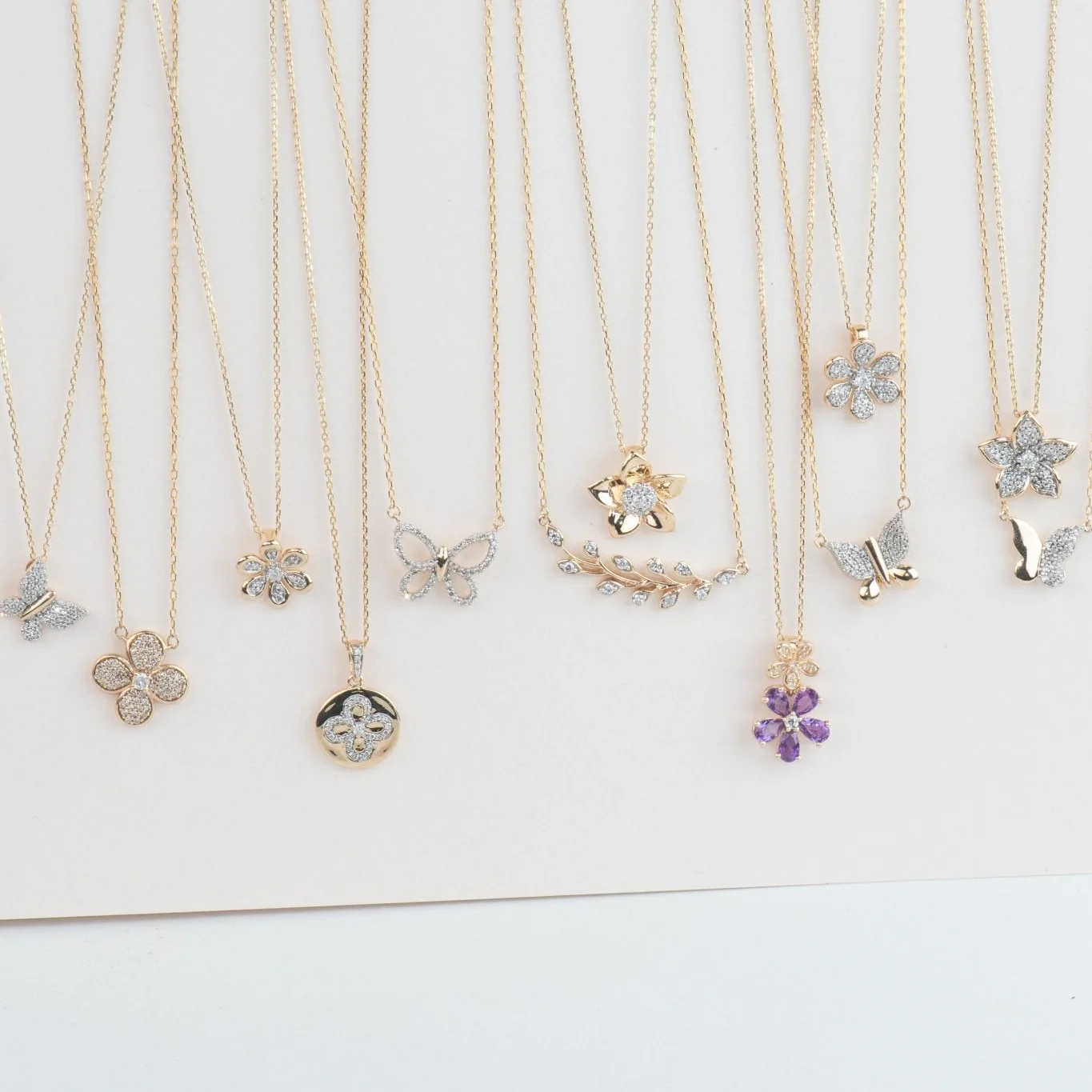 Yellow Gold Diamond Butterfly Pendant Necklace - Image 3
