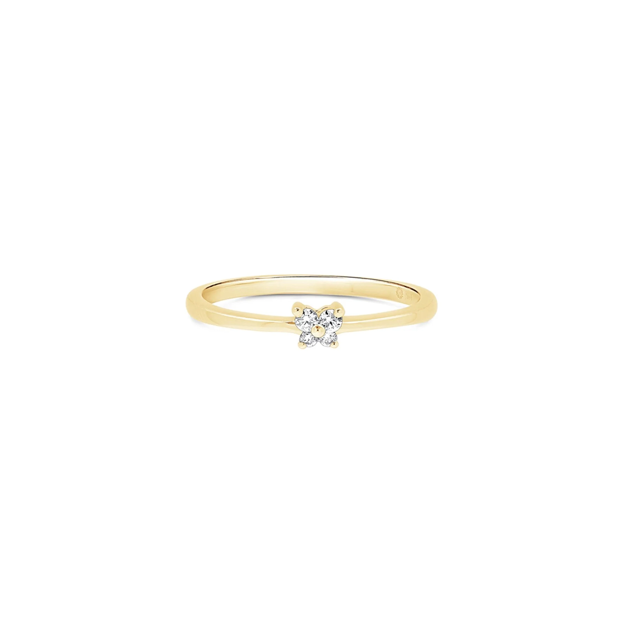 Diamond Butterfly Ring in Solid 14k Yellow Gold