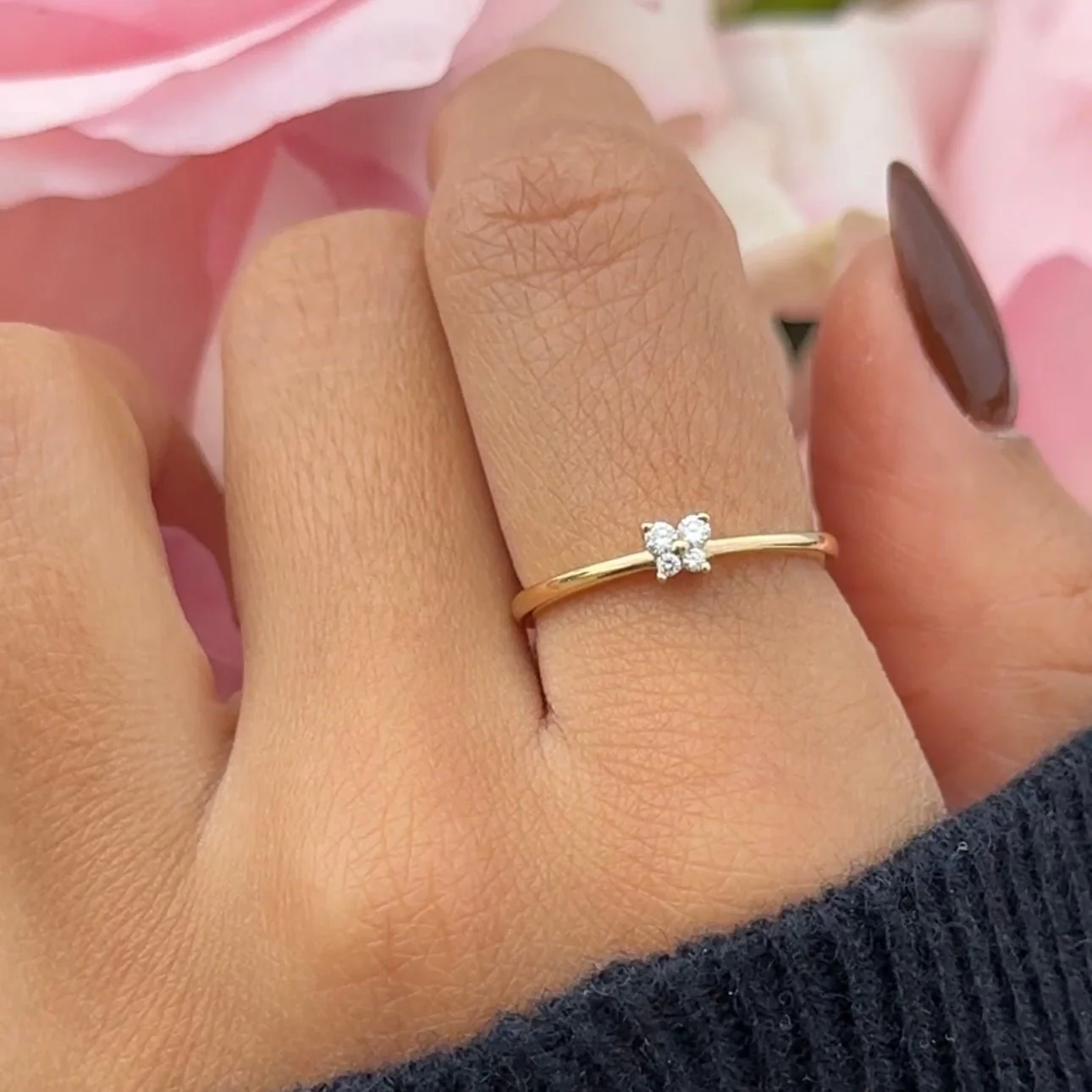 Diamond Butterfly Ring in Solid 14k Yellow Gold - Image 2