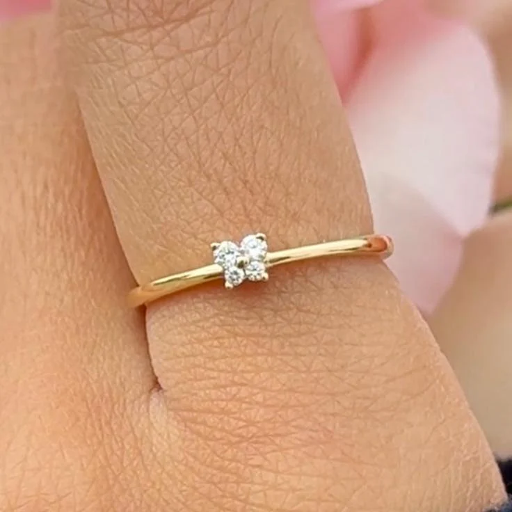 Diamond Butterfly Ring in Solid 14k Yellow Gold - Image 4
