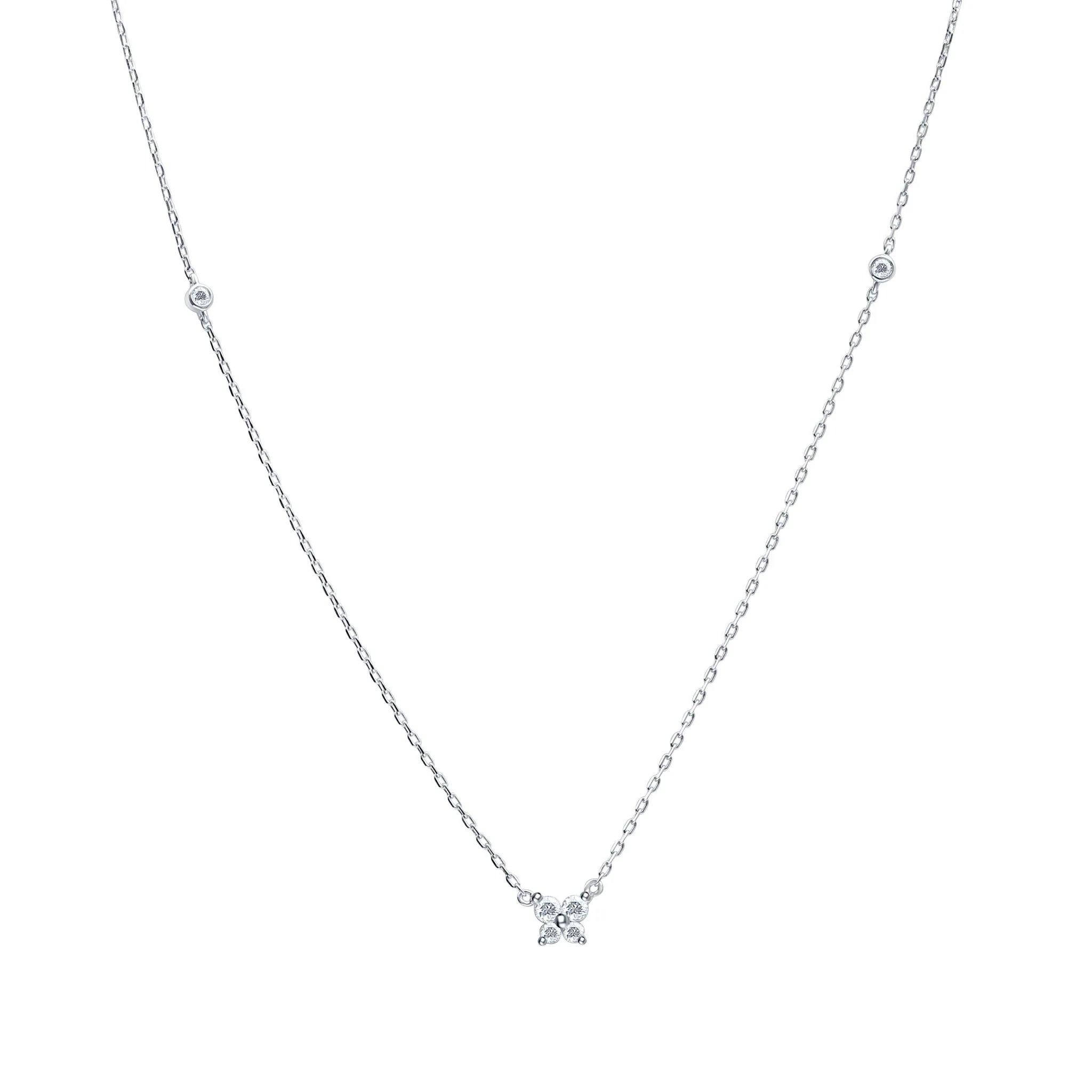 White Gold Diamond Butterfly Station Necklace