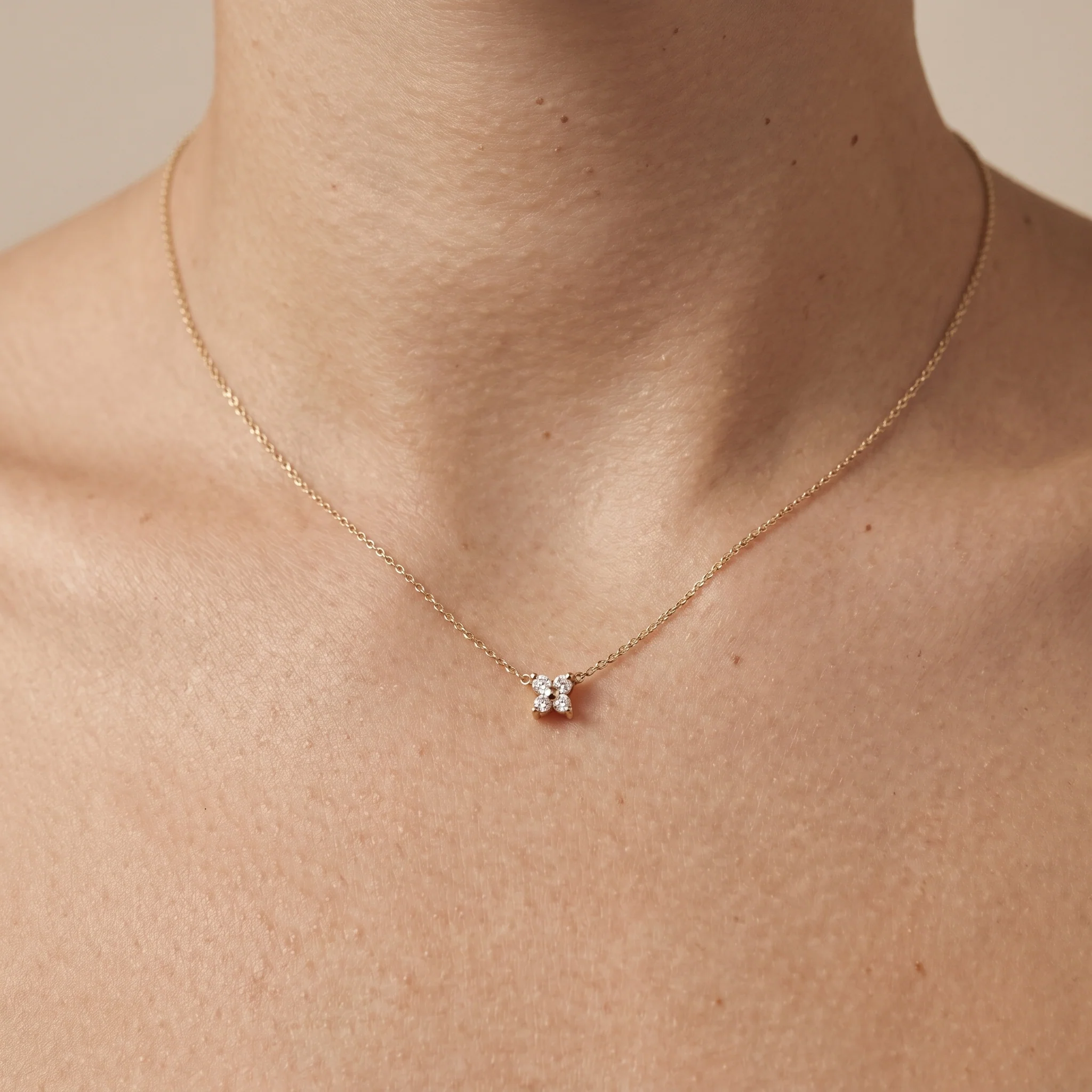 Yellow Gold Diamond Butterfly Station Necklace - Image 3