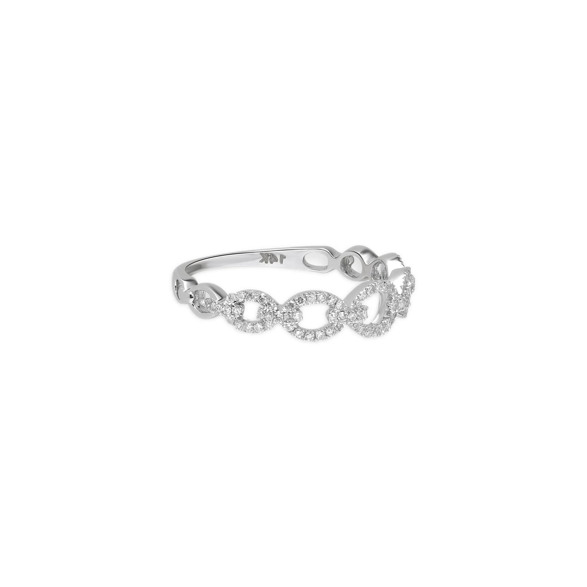 Diamond Chain Link Ring in Solid 14k White Gold - Image 2