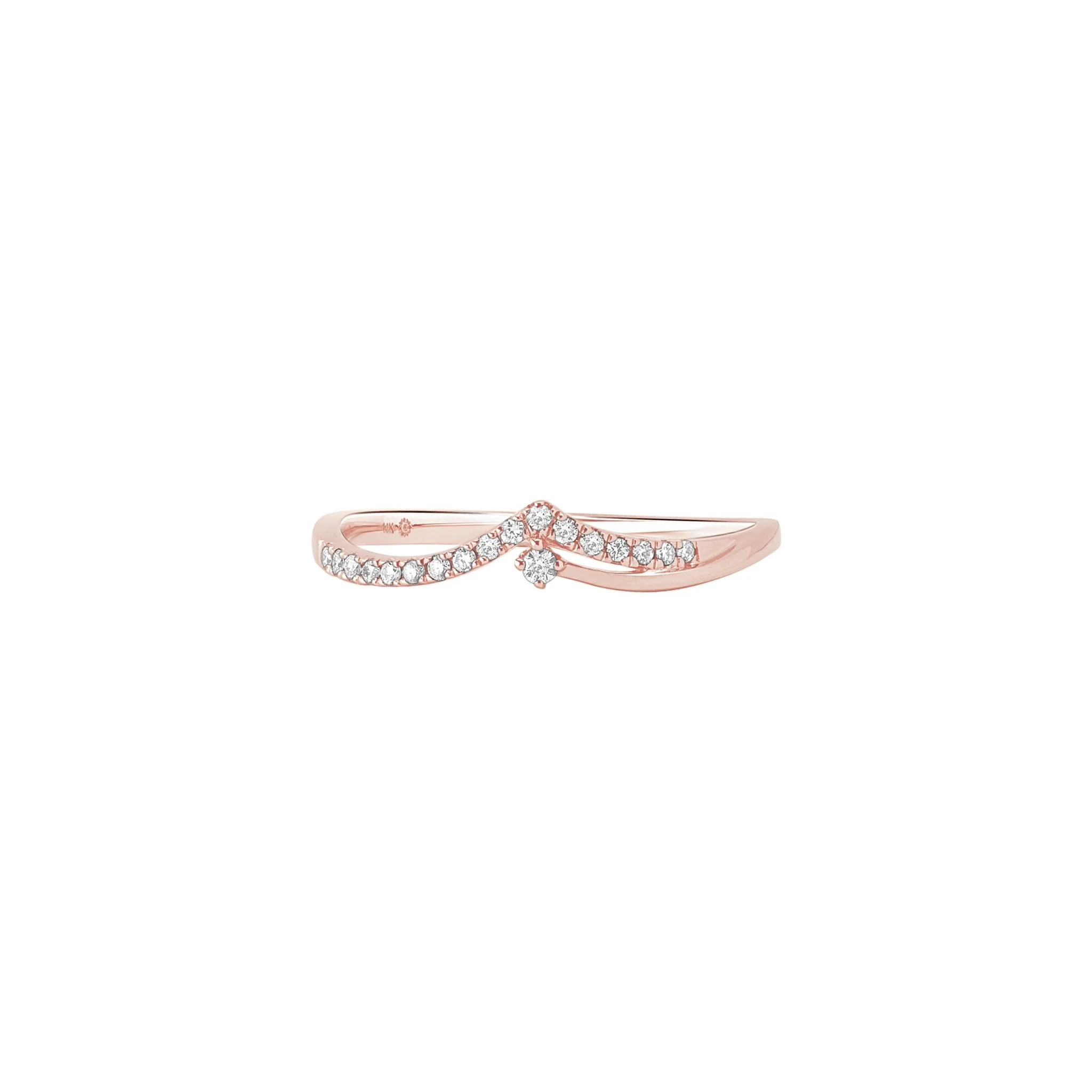 Diamond Shooting Star Ring in Solid 14k Rose Gold