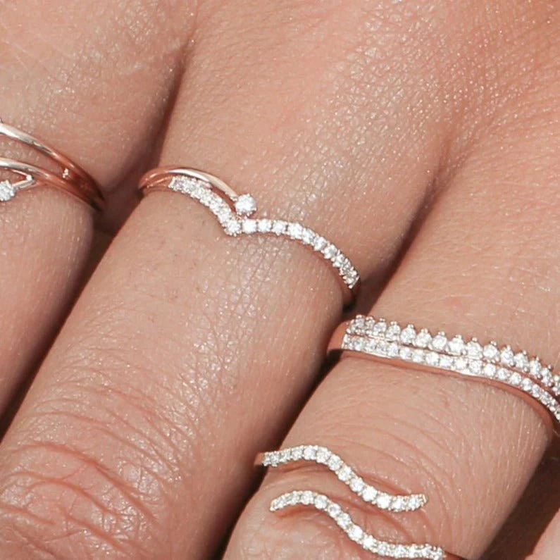 Diamond Shooting Star Ring in Solid 14k Rose Gold - Image 2