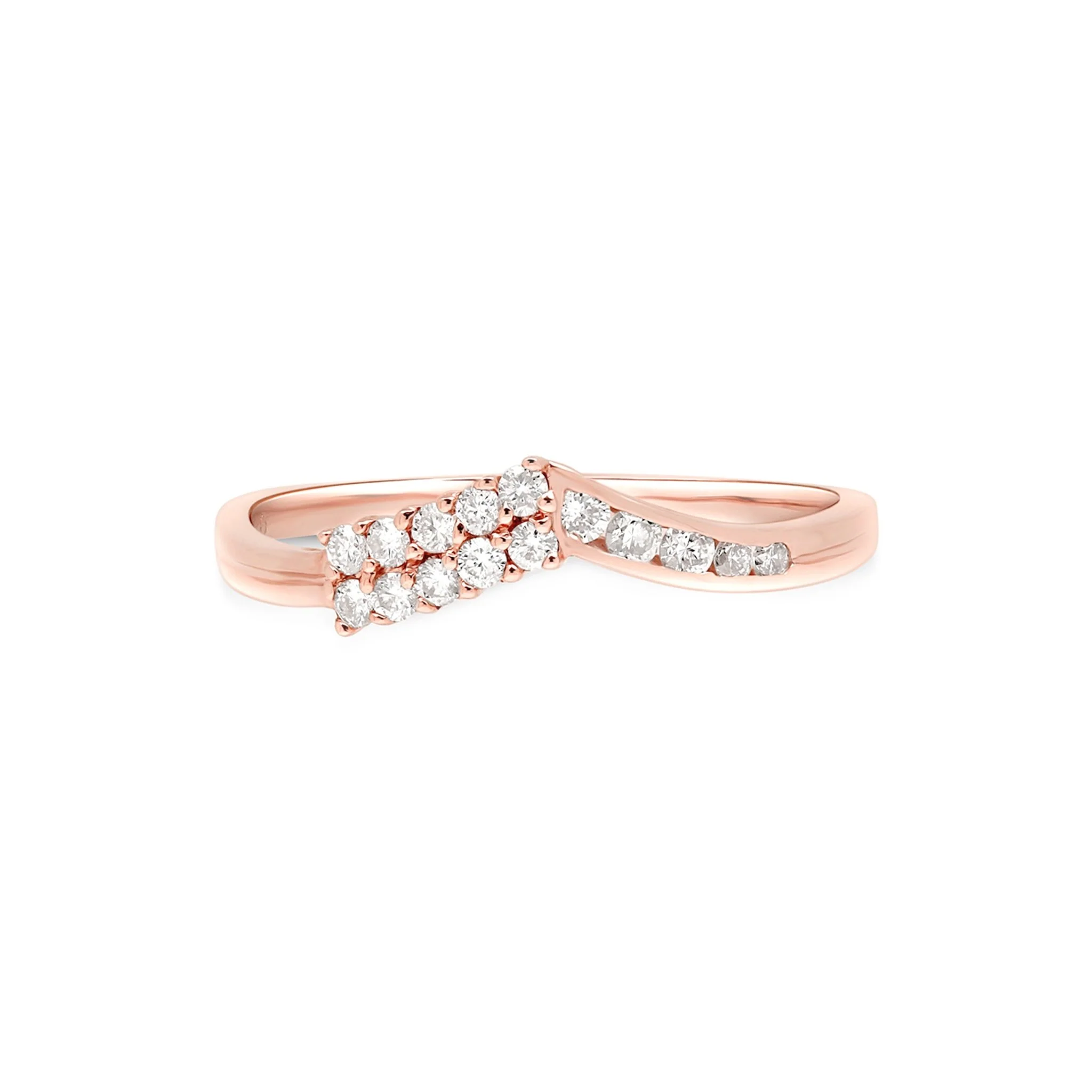 Diamond Chevron Eternity Band in Solid 14k Rose Gold