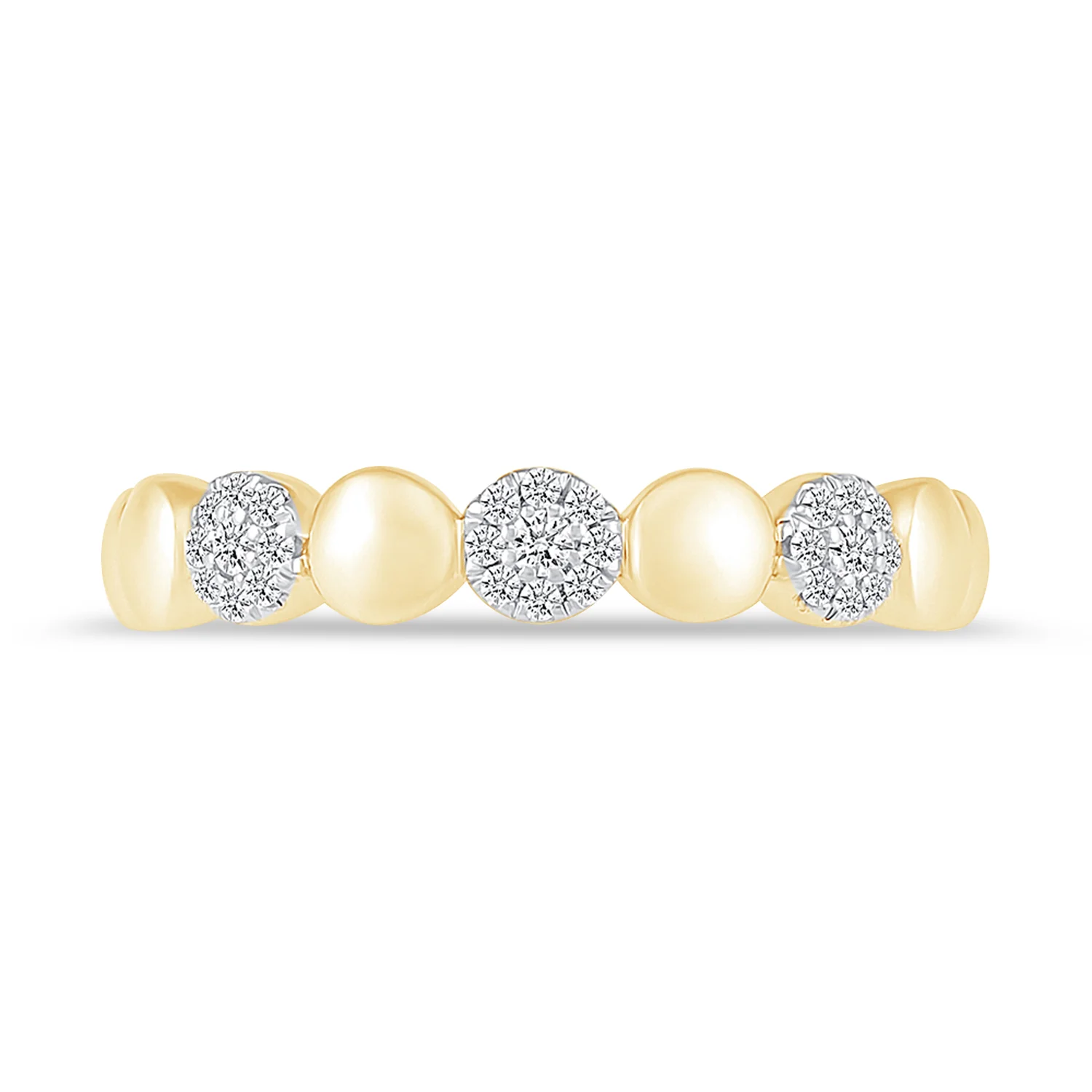 Alternating Diamond and Gold Circles Ring in Solid 10k Yellow Gold - Image 2