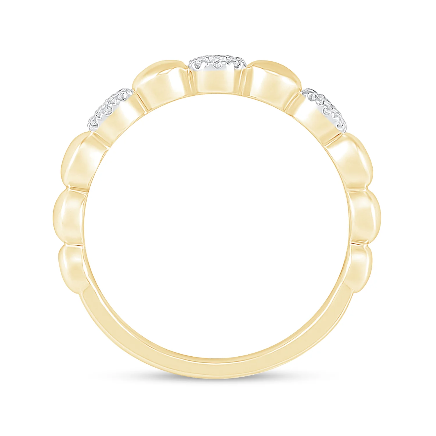 Alternating Diamond and Gold Circles Ring in Solid 10k Yellow Gold - Image 3