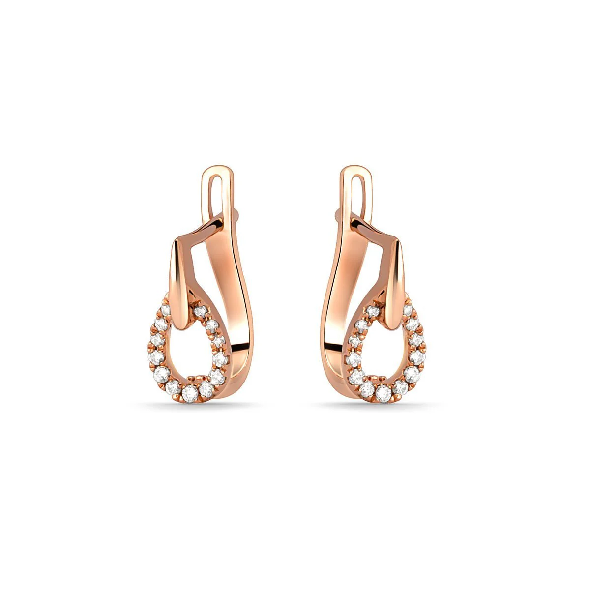 Rose Gold Diamond Pear Drop Earring