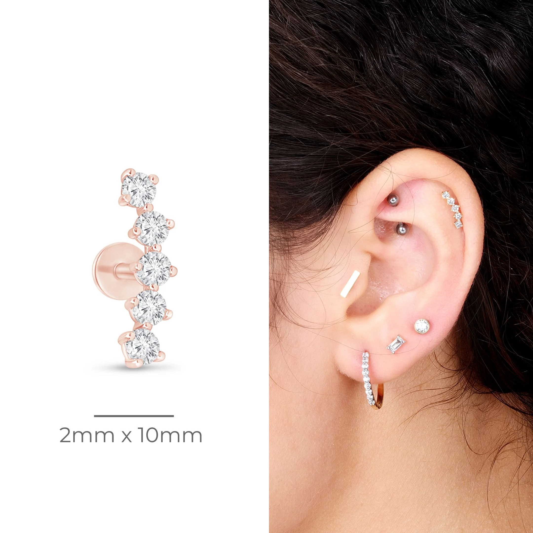 Rose Gold Diamond Constellation Climber Earring - Image 8