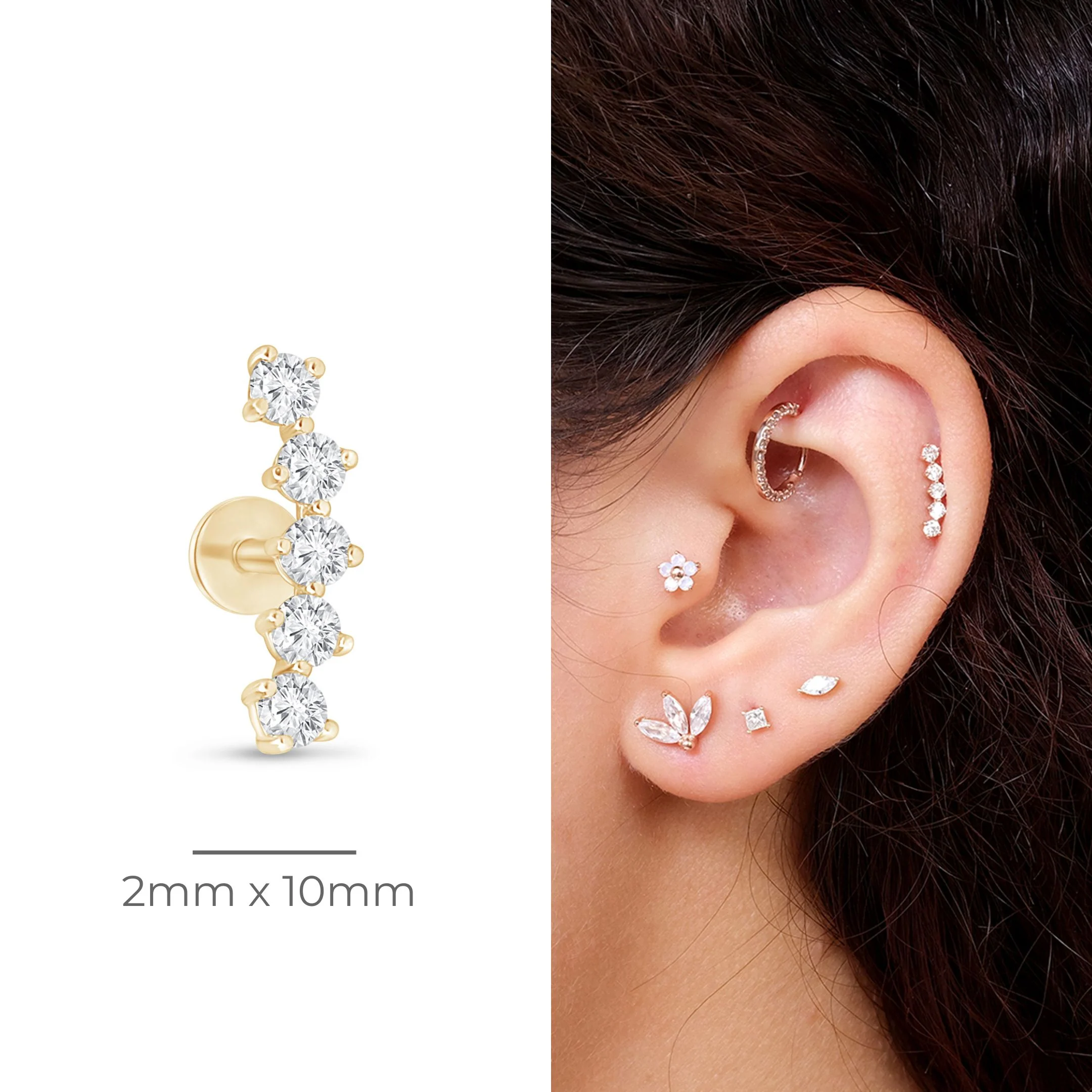 Yellow Gold Diamond Constellation Flat Back Climber Earring - Image 11