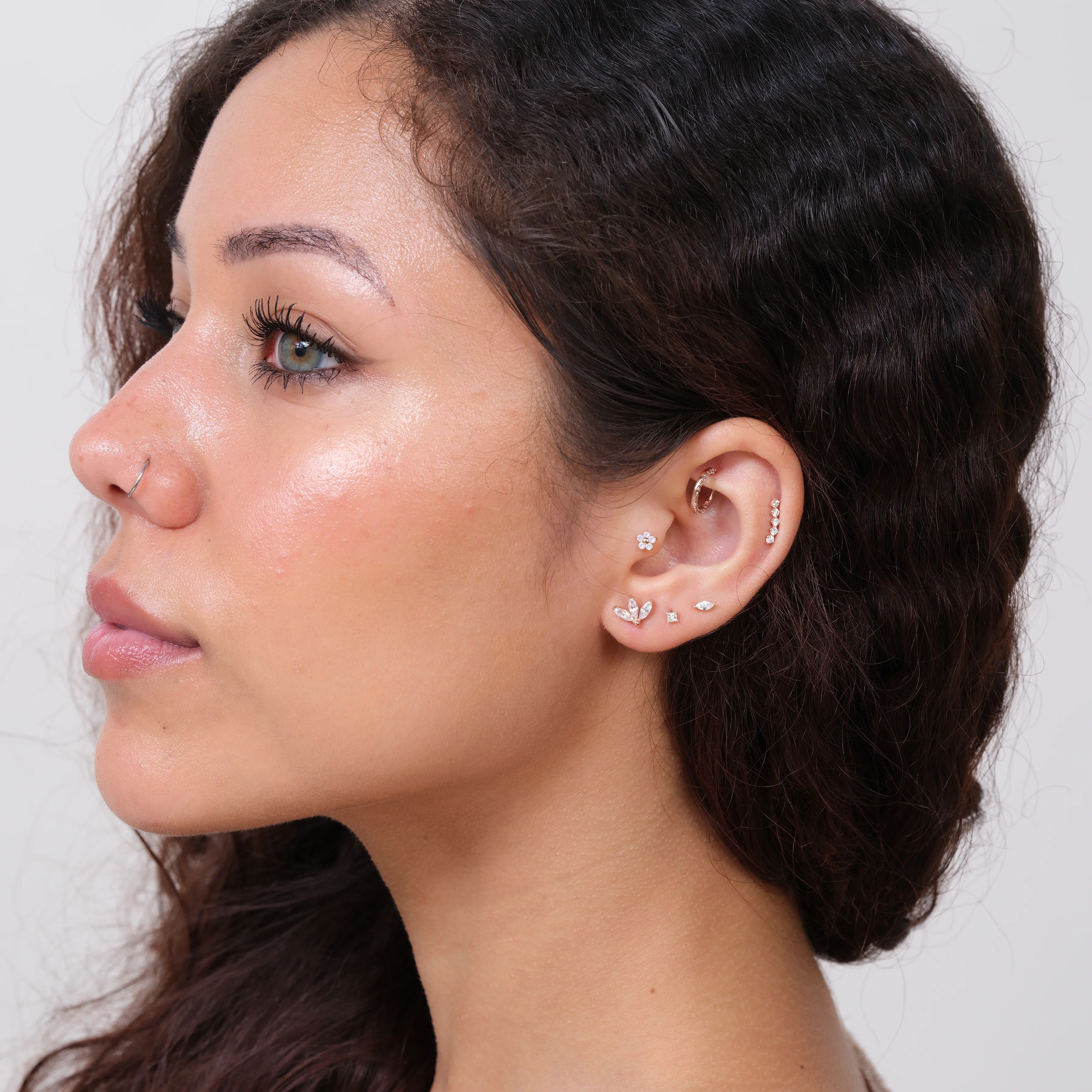 Yellow Gold Diamond Constellation Flat Back Climber Earring - Image 8
