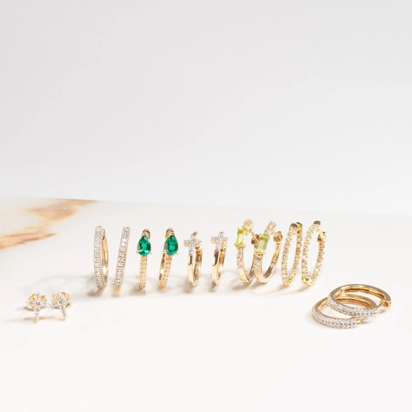 Yellow Gold Diamond Cross Hoop - Image 13
