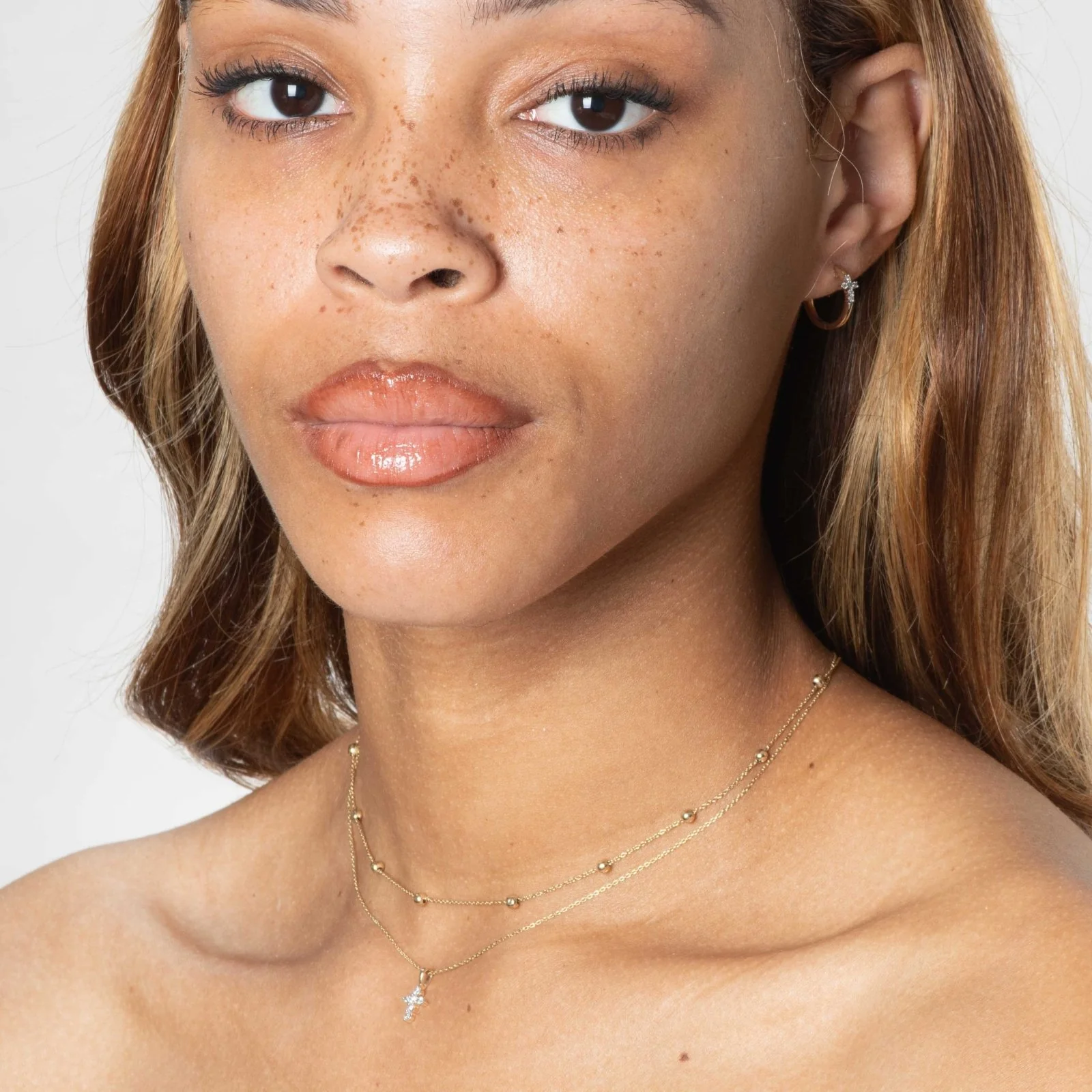 Yellow Gold Diamond Cross Hoop - Image 5