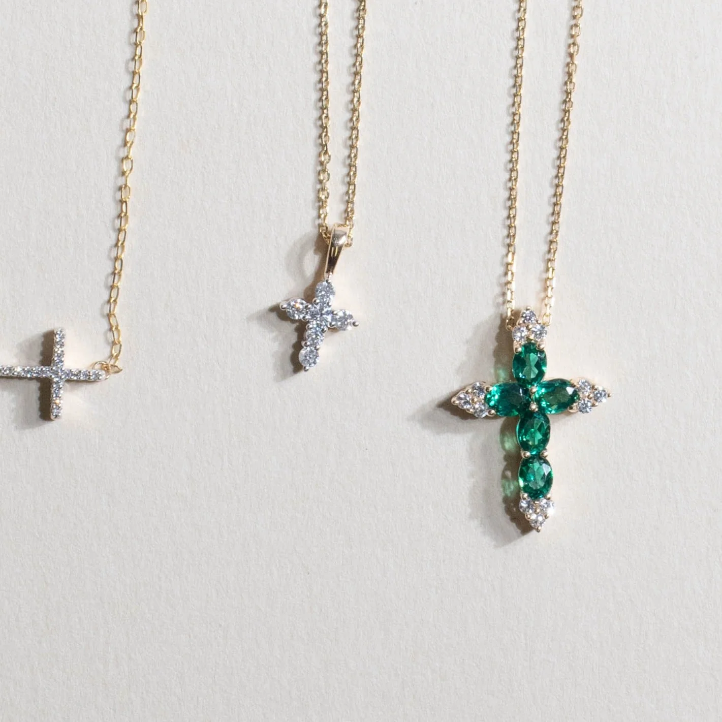 Yellow Gold Dainty Diamond Cross Pendant - Image 3