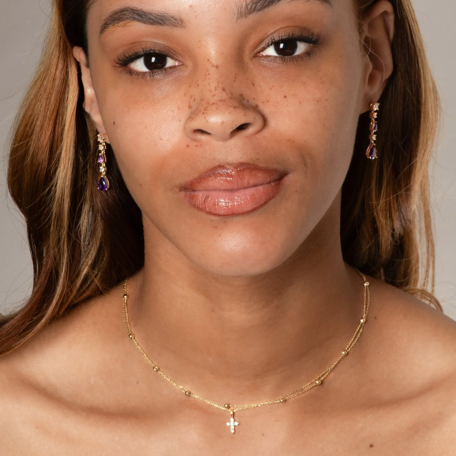 Yellow Gold Dainty Diamond Cross Pendant - Image 8