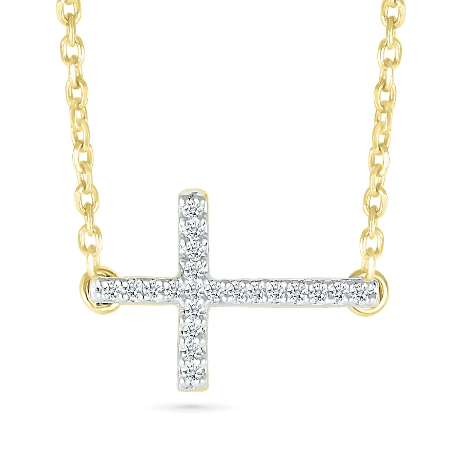 Yellow Gold Diamond Cross Pendant Necklace