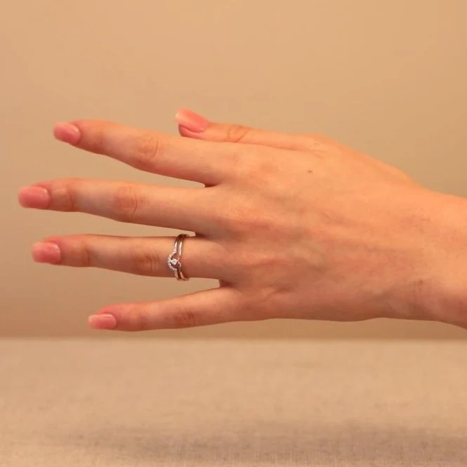 Diamond Curve Double Layer Band in Solid 14k Yellow Gold - Image 7