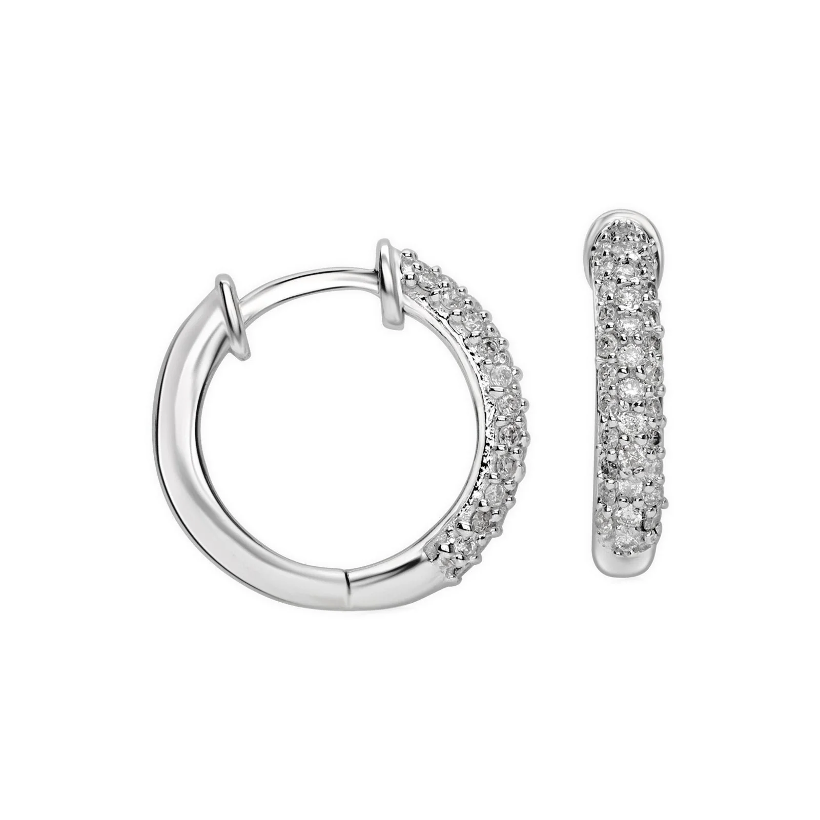 White Gold Diamond Dome Huggie Hoop