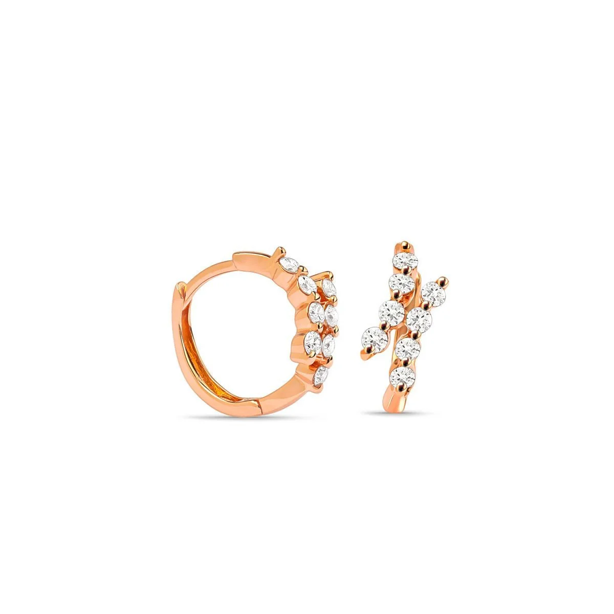 Rose Gold Diamond Double Curve Interlocking Hoop