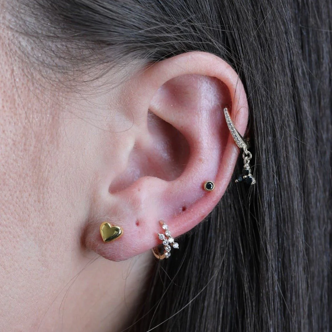 Rose Gold Diamond Double Curve Interlocking Hoop - Image 3