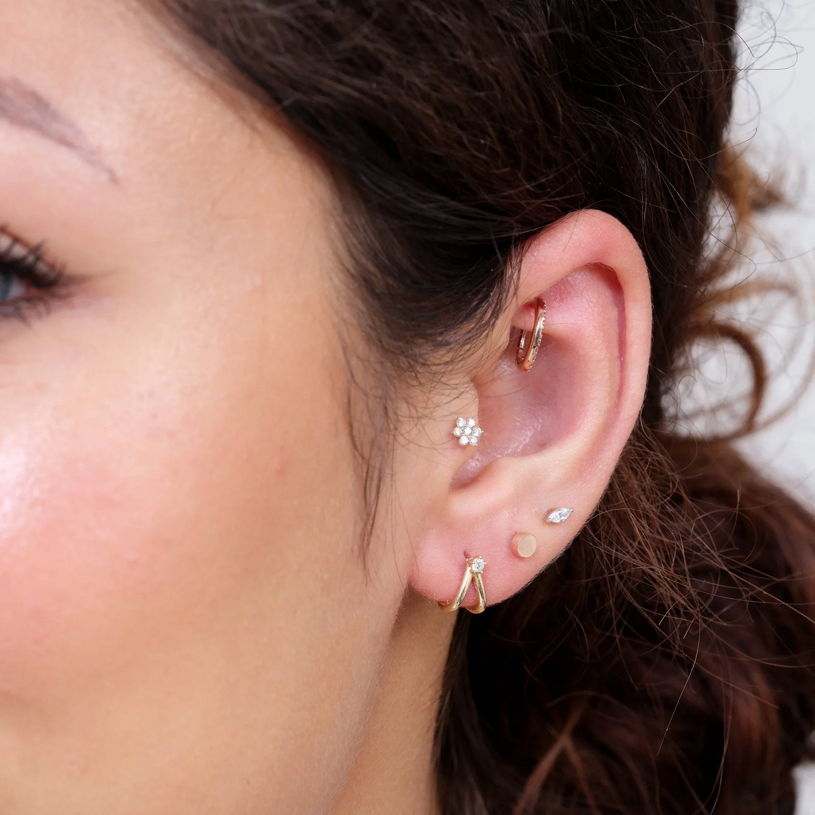Rose Gold Diamond Double Suspender Earring - Image 4
