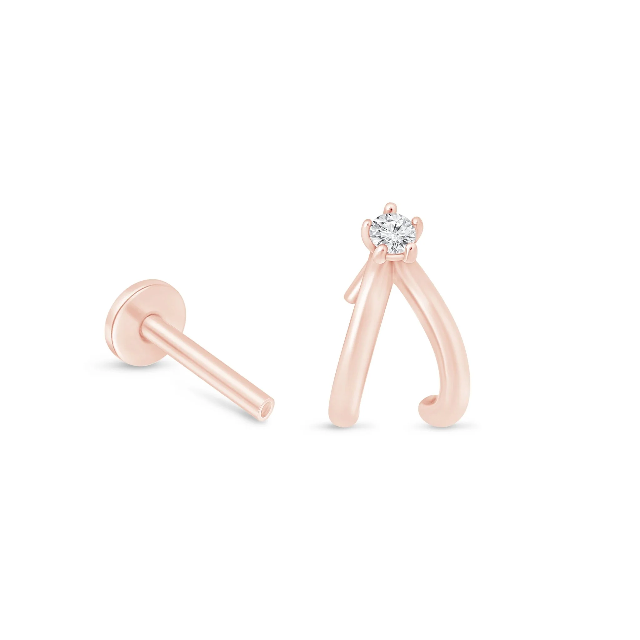 Rose Gold Diamond Double Suspender Earring - Image 7