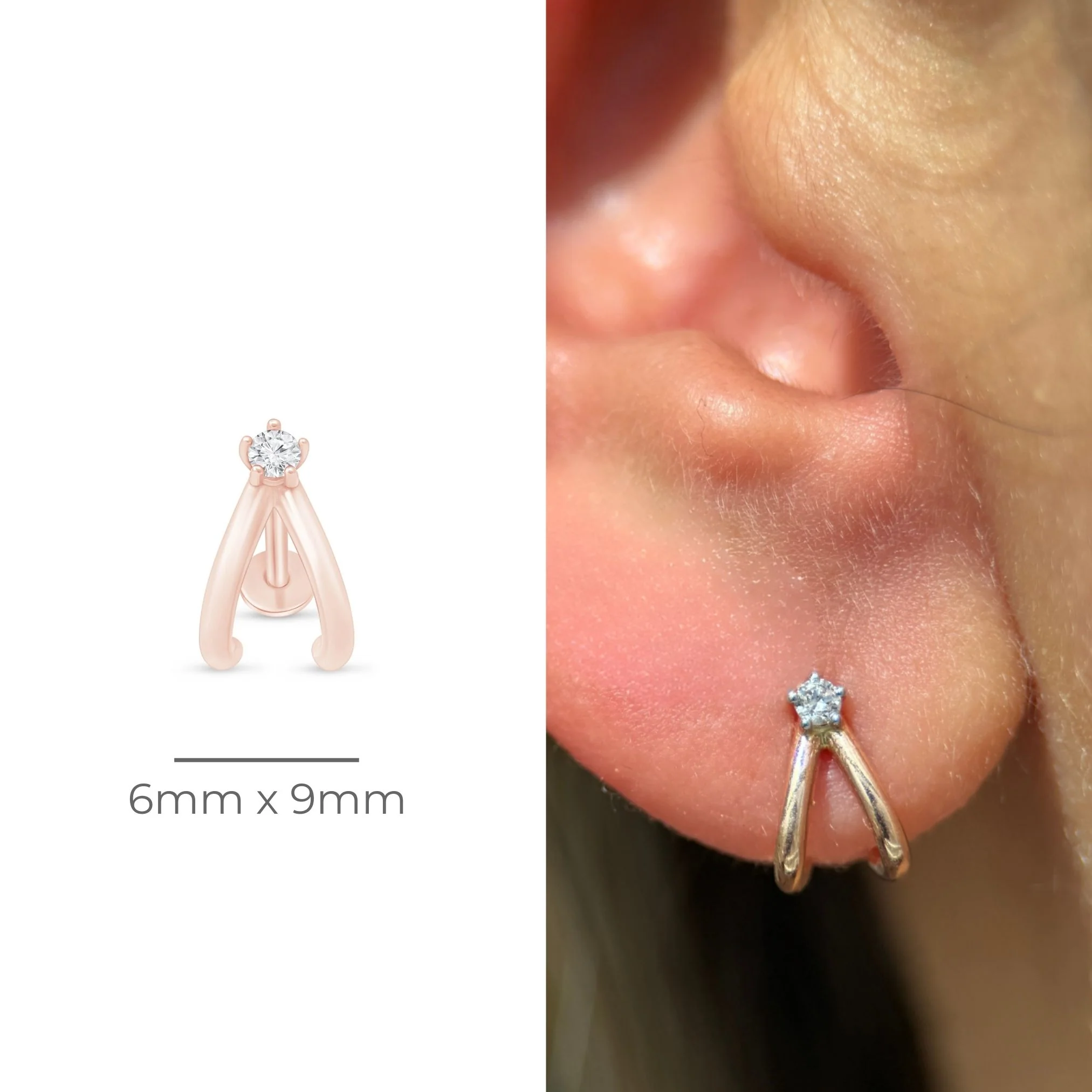 Rose Gold Diamond Double Suspender Earring - Image 8