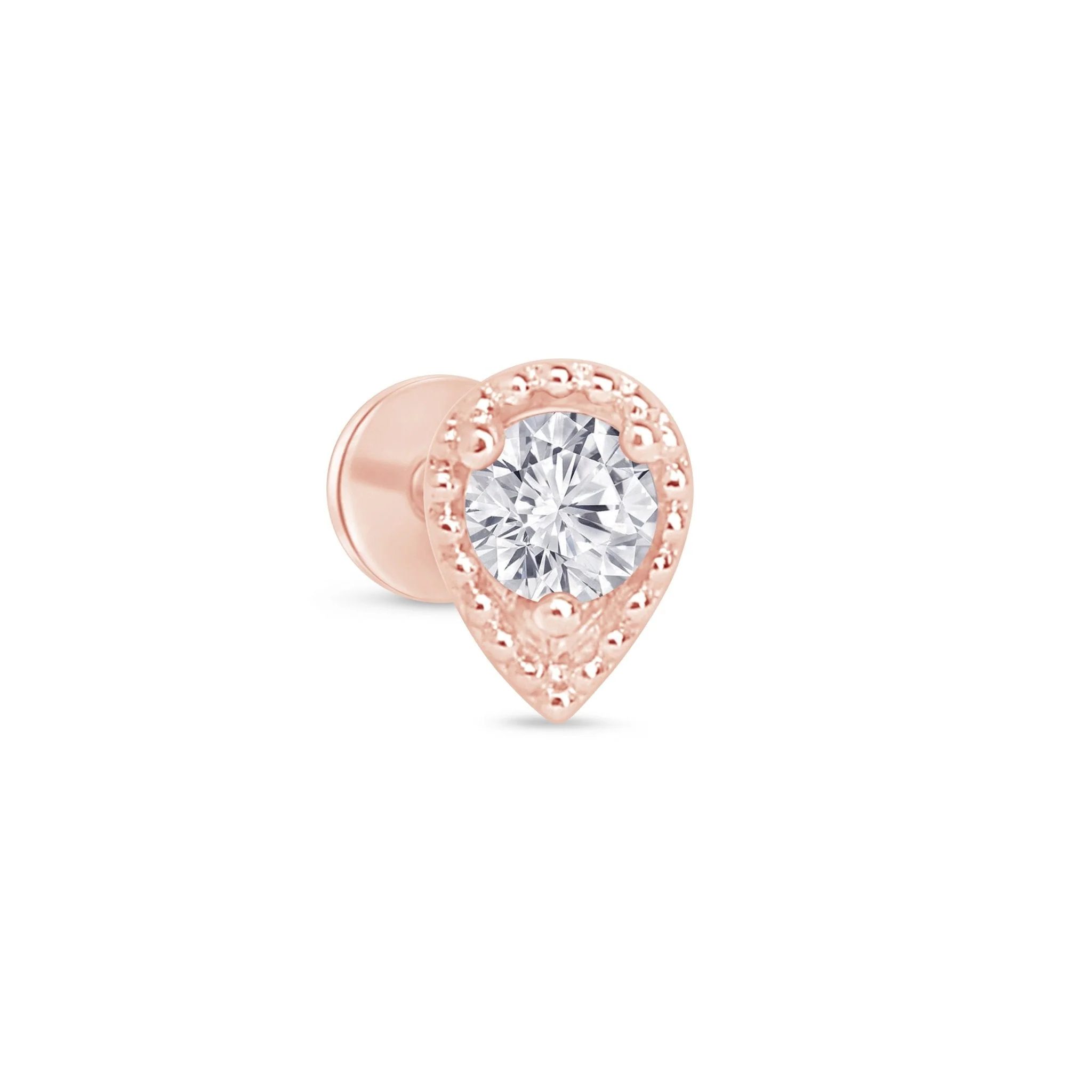 Rose Gold Diamond Drop Flat Back Earring