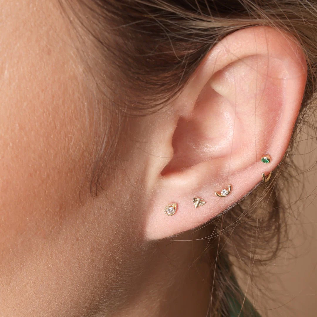 Rose Gold Diamond Drop Flat Back Earring - Image 3