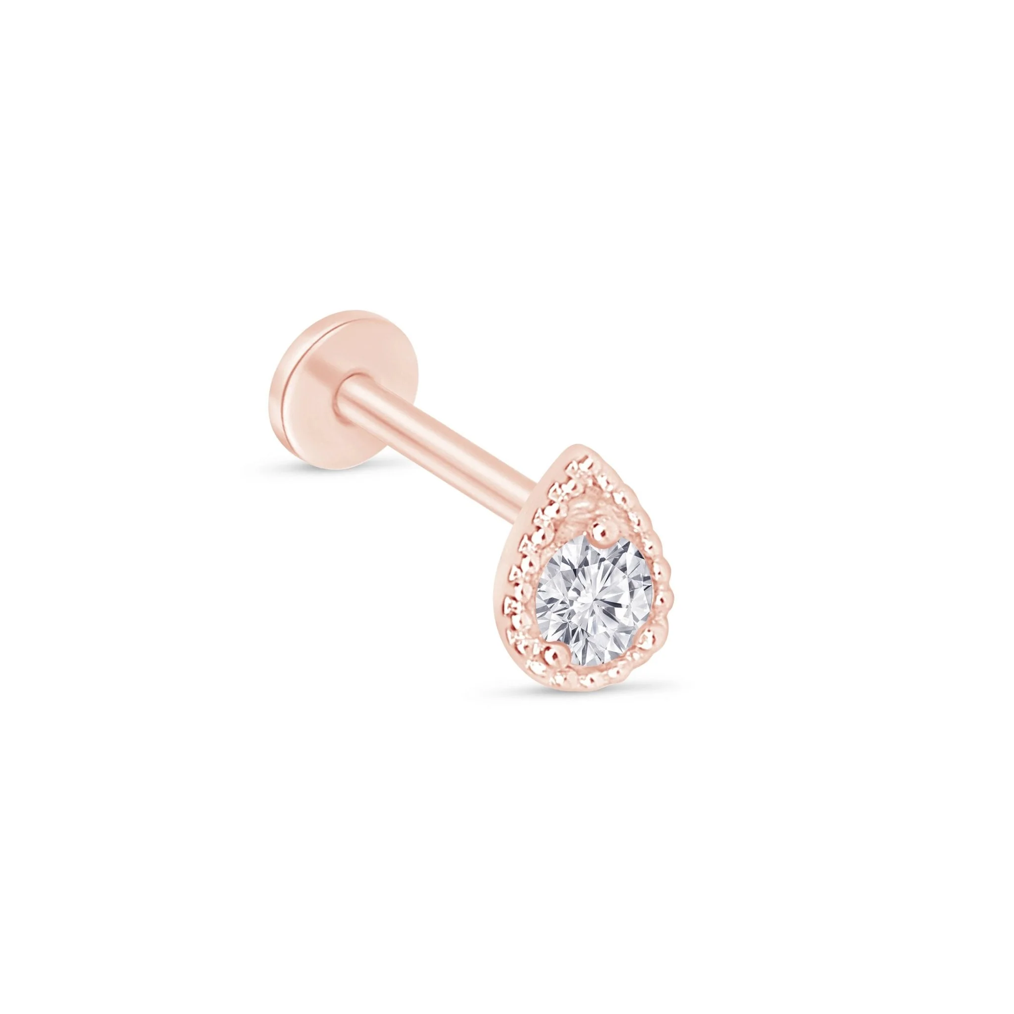Rose Gold Diamond Drop Flat Back Earring - Image 5