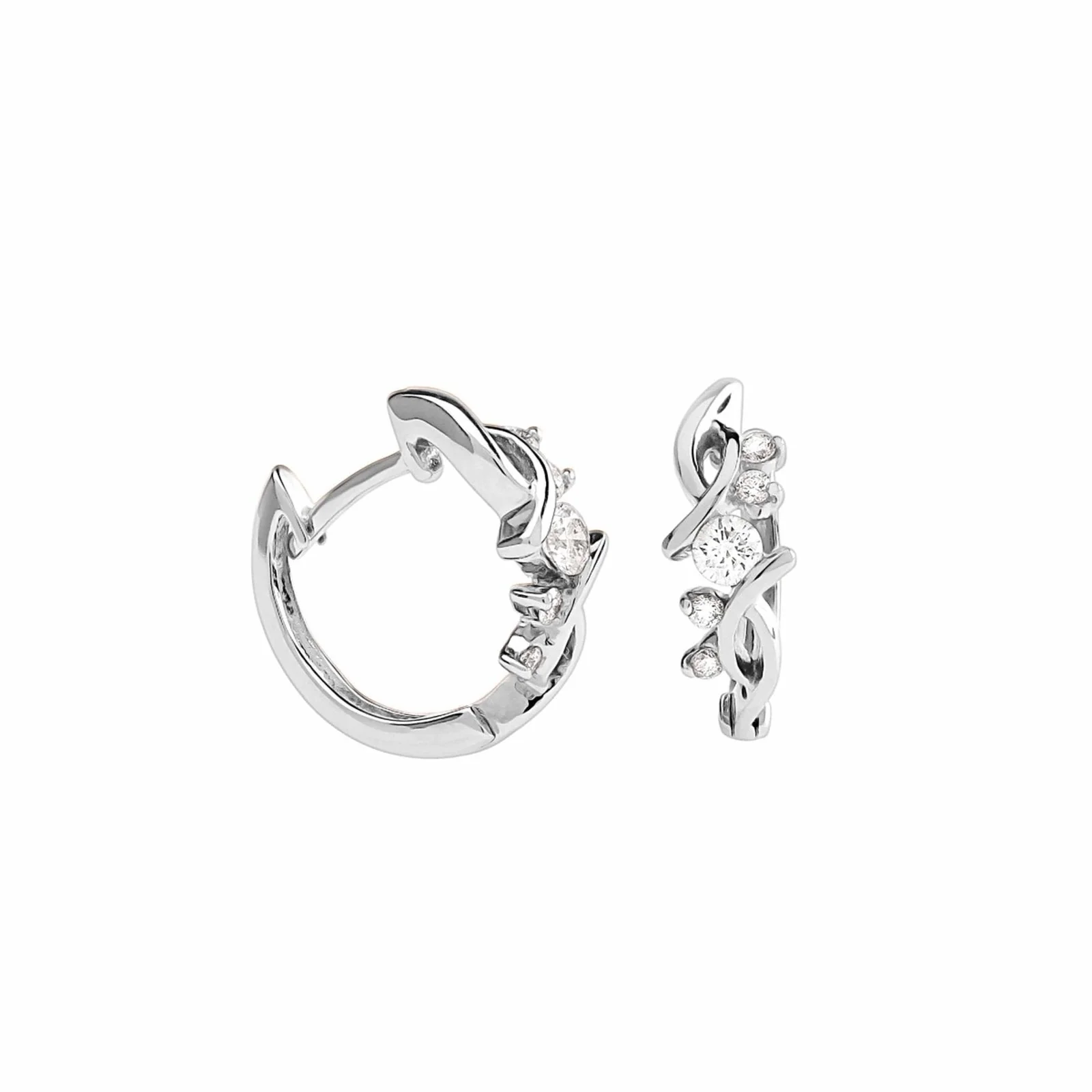 White Gold Diamond Filigree Huggie Hoop