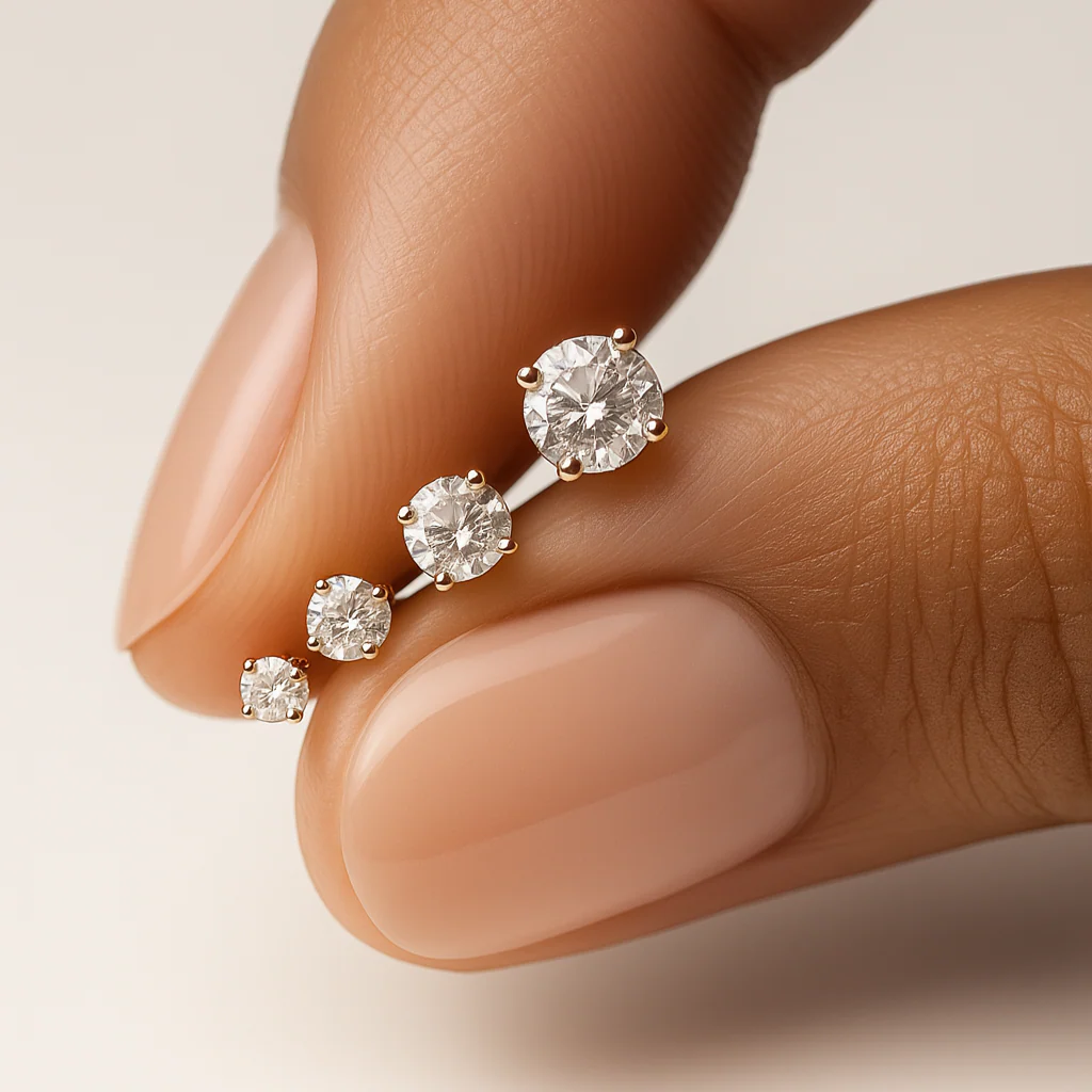 Rose Gold Diamond Threaded Flat Back Earring - Image 12
