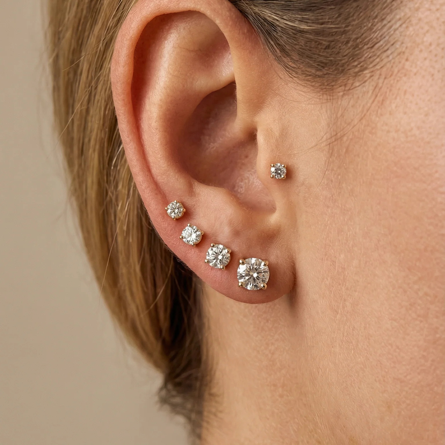 Rose Gold Diamond Threaded Flat Back Earring - Image 16