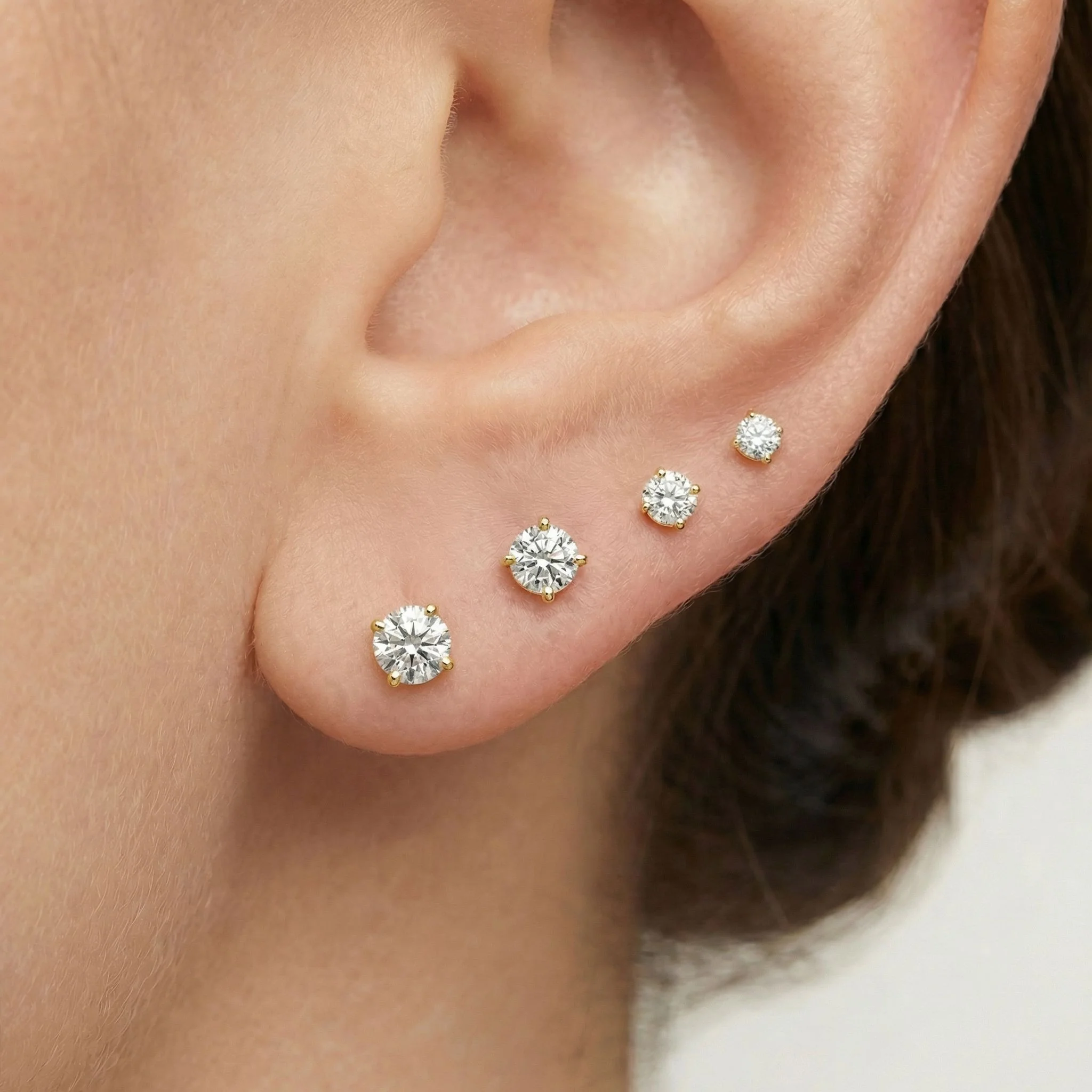 Rose Gold Diamond Threaded Flat Back Earring - Image 3