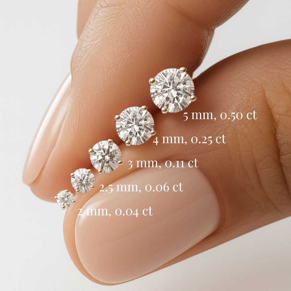Rose Gold Diamond Threaded Flat Back Earring - Image 4