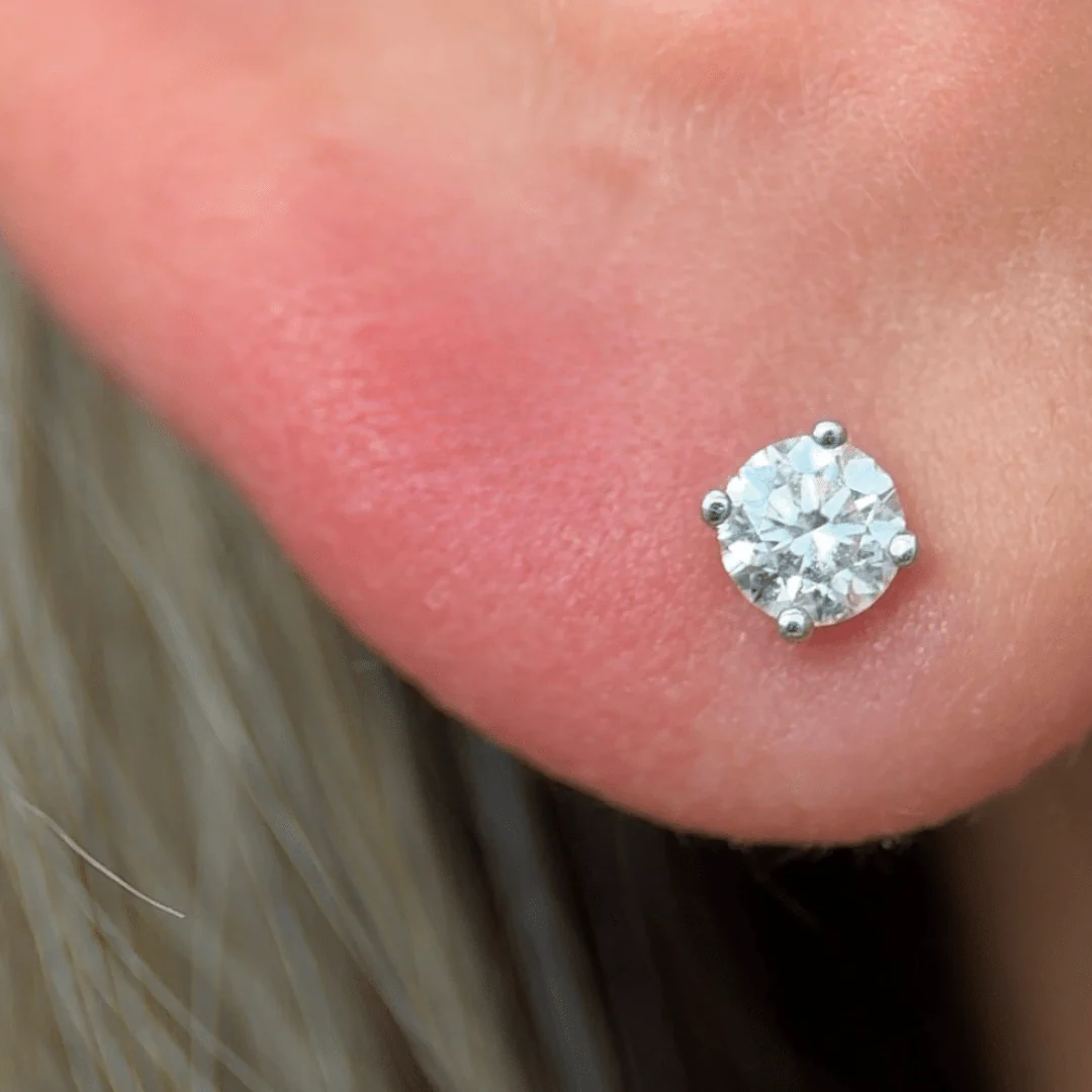 Rose Gold Diamond Threaded Flat Back Earring - Image 5