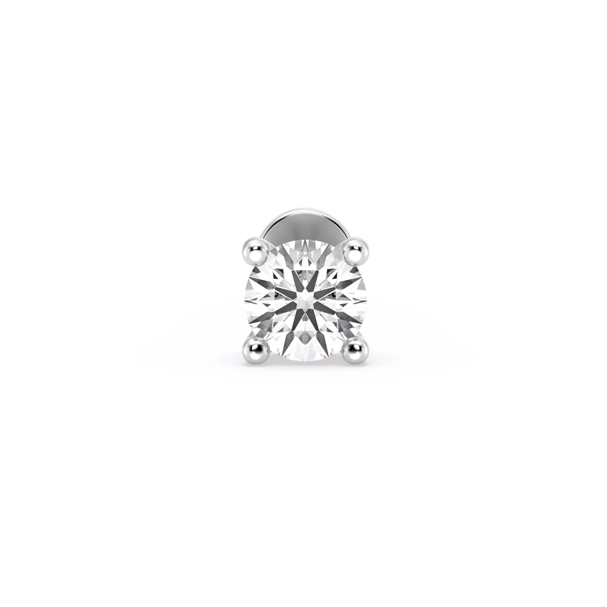 White Gold Diamond Threaded Flat Back Earring - Image 19