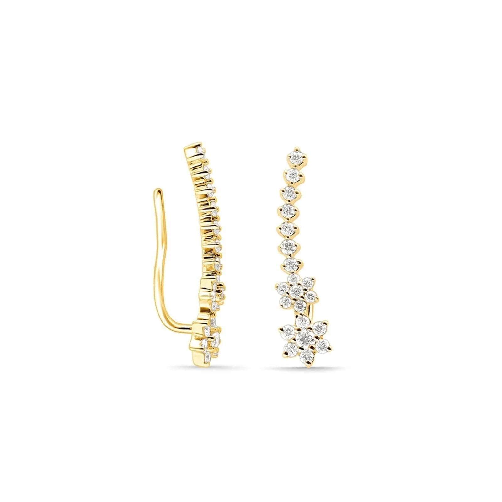 Yellow Gold Diamond Flower Ear Climber