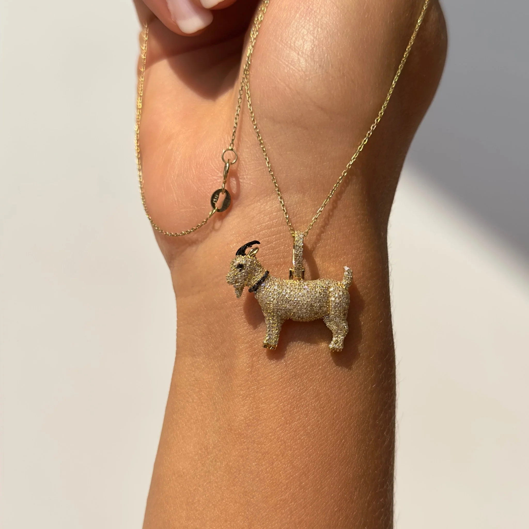 Yellow Gold Diamond GOAT Pendant Necklace