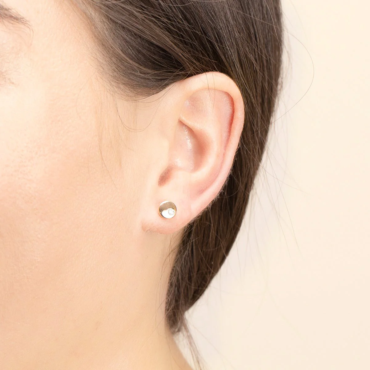 Yellow Gold Diamond Heart Disc Earring - Image 2