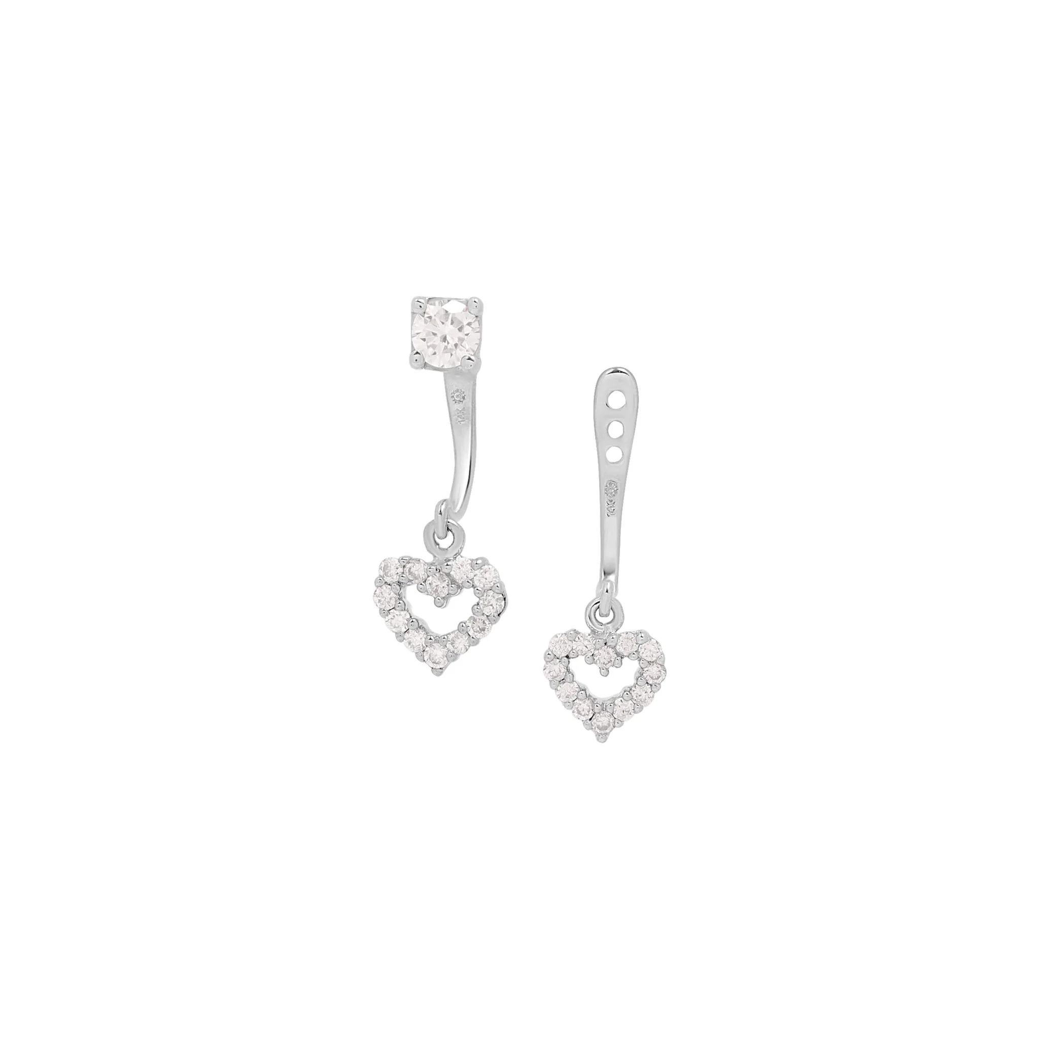 White Gold Diamond Heart Screw Back Stud