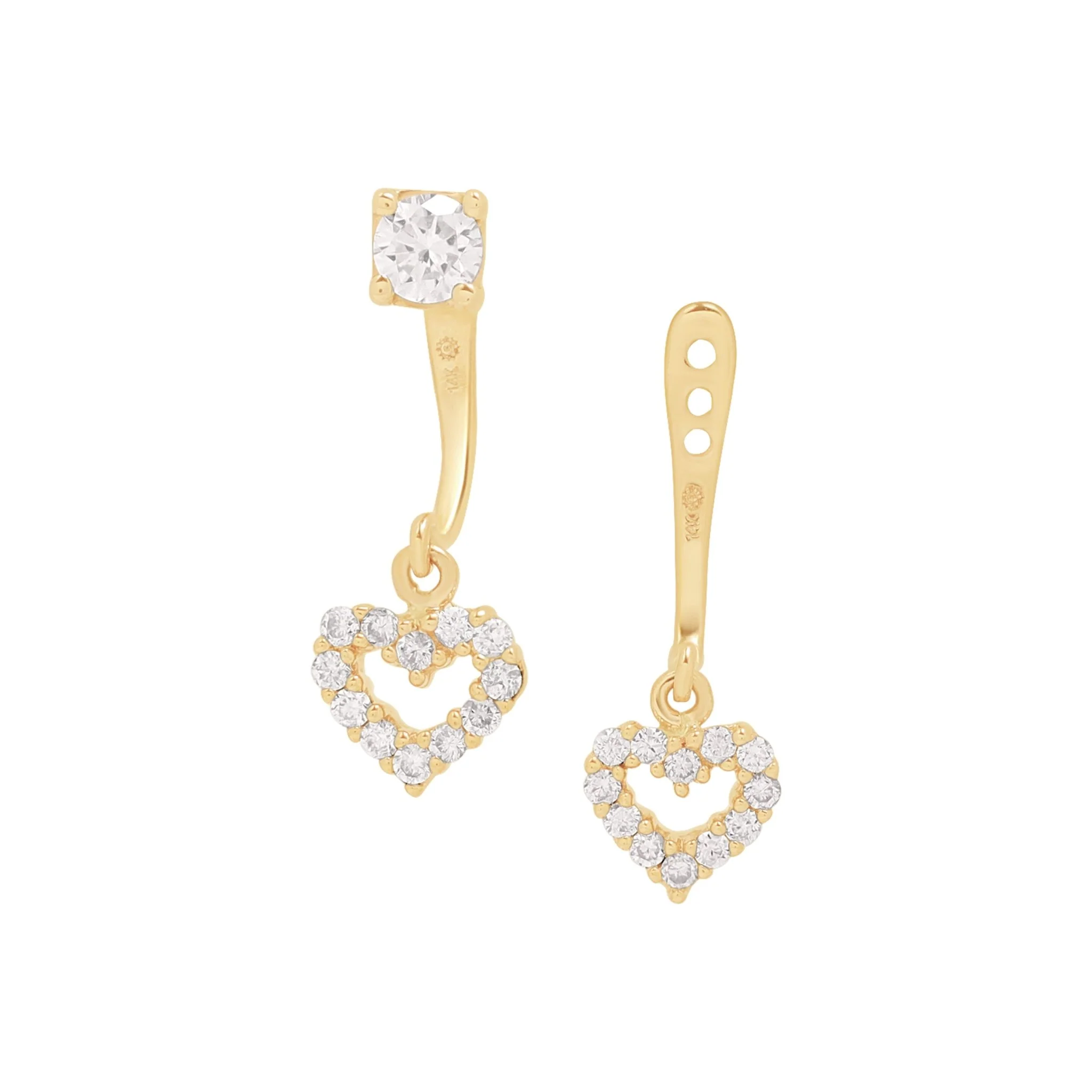 Yellow Gold Diamond Heart Ear Jacket