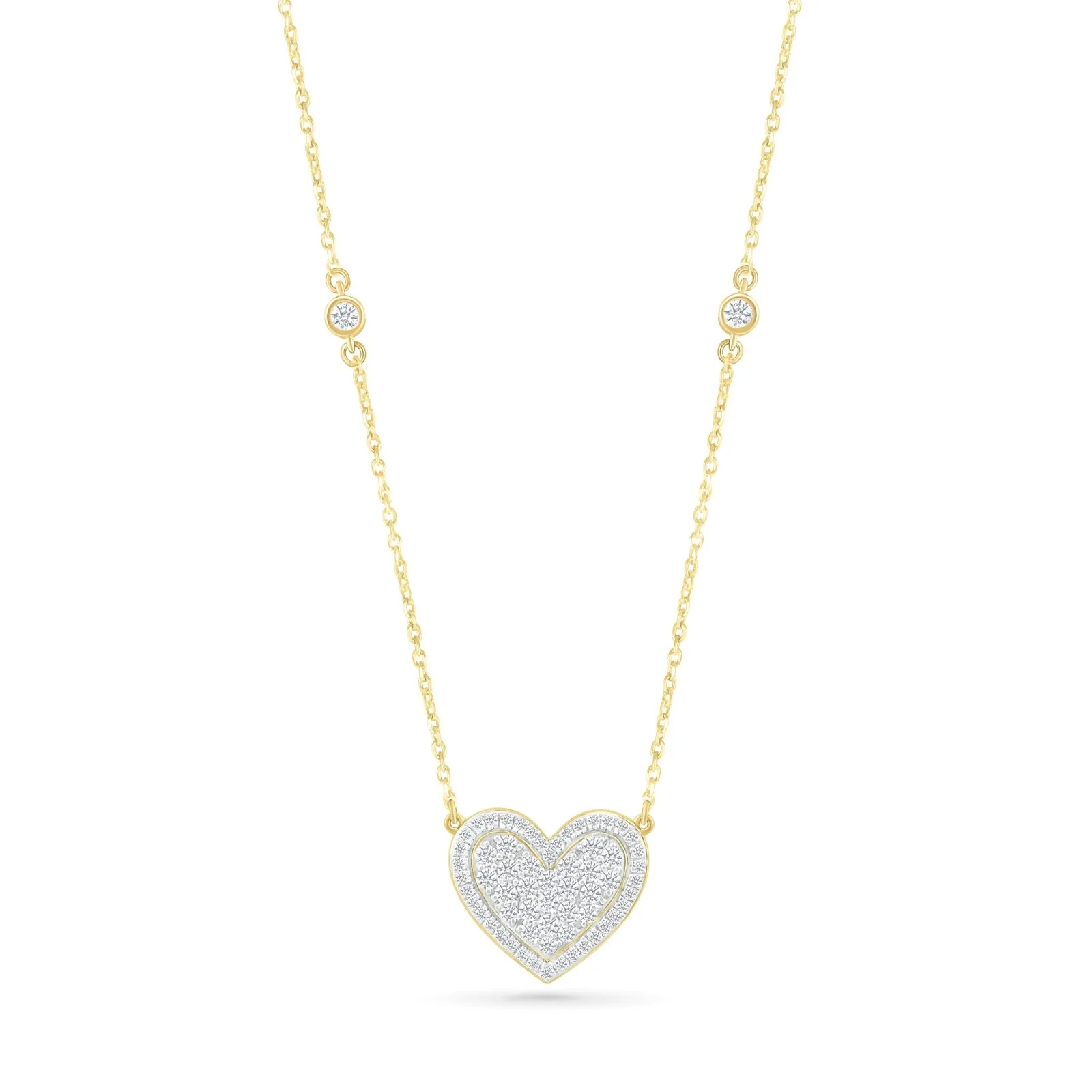 Yellow Gold Diamond Heart Pendant Necklace