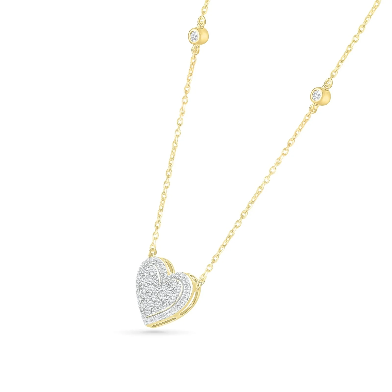 Yellow Gold Diamond Heart Pendant Necklace - Image 7