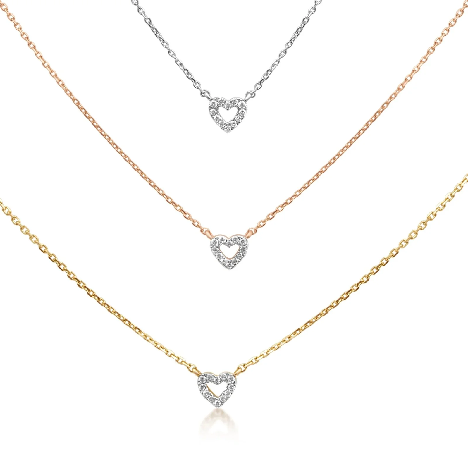 Rose Gold Diamond Heart Station Necklace - Image 9